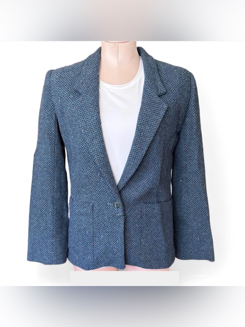 Vintage John Ashford Blue Wool Blend Blazer